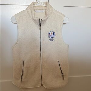 Peter Millar Ryder Cup 2025 Cream Fleece Vest with Embroidered Logo